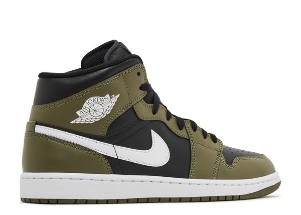Jordan 1 Mid Black White Olive