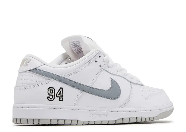 Nike SB Dunk Low Supreme 94 White Metallic Silver